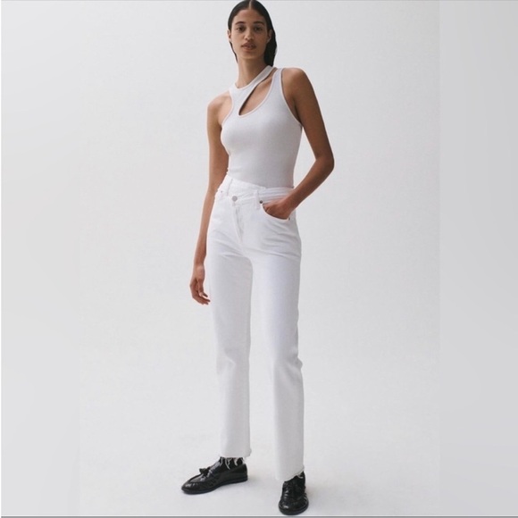 Agolde Criss Cross Straight Jeans in Element White Size 26 - Picture 3 of 9